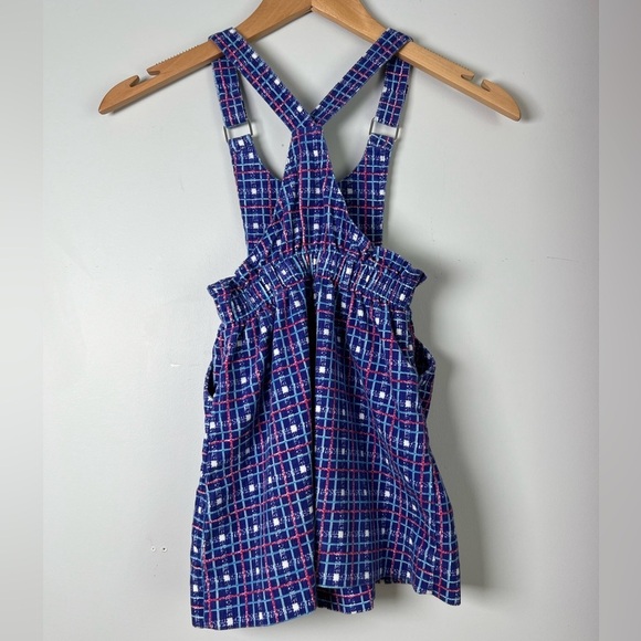 Vintage Izod Lacoste Skirtall Dress Overalls Blue Purple Plaid Rare - Picture 5 of 6